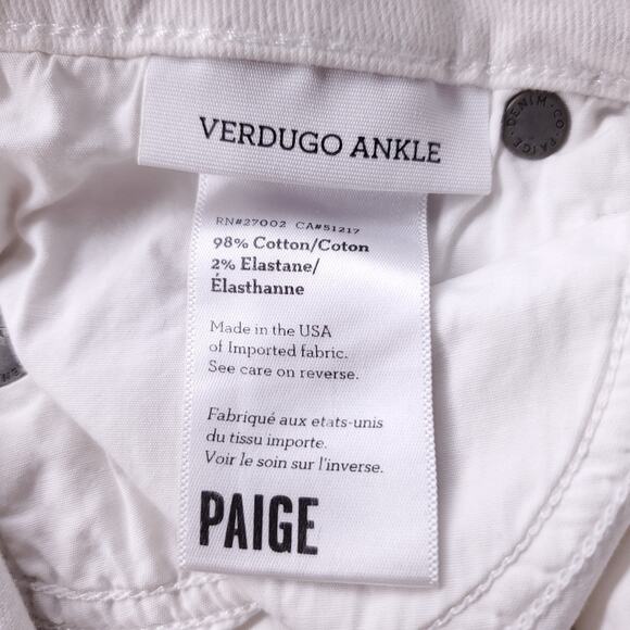 Paige Verdugo Ankle Jeans Women’s 26 White Wash Skinny Stretch Embroidered Denim - Picture 11 of 12